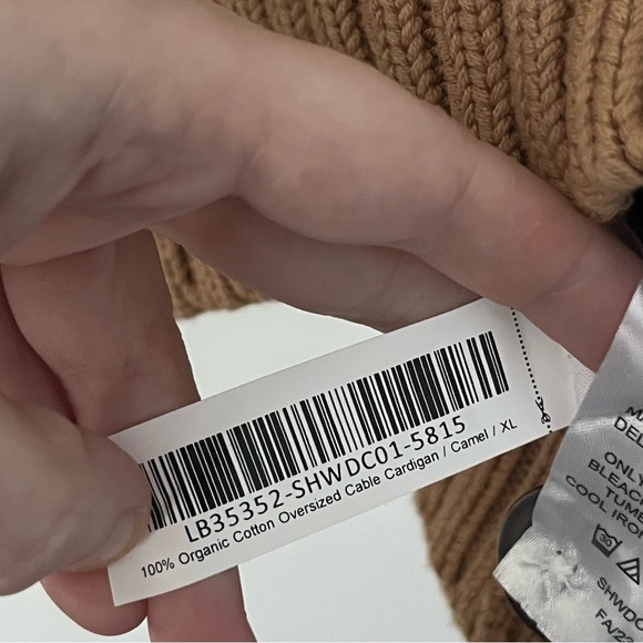 Quince 100% Organic Cotton Oversized Cable Cardigan Sweater Fisherman Camel XL - Picture 9 of 11